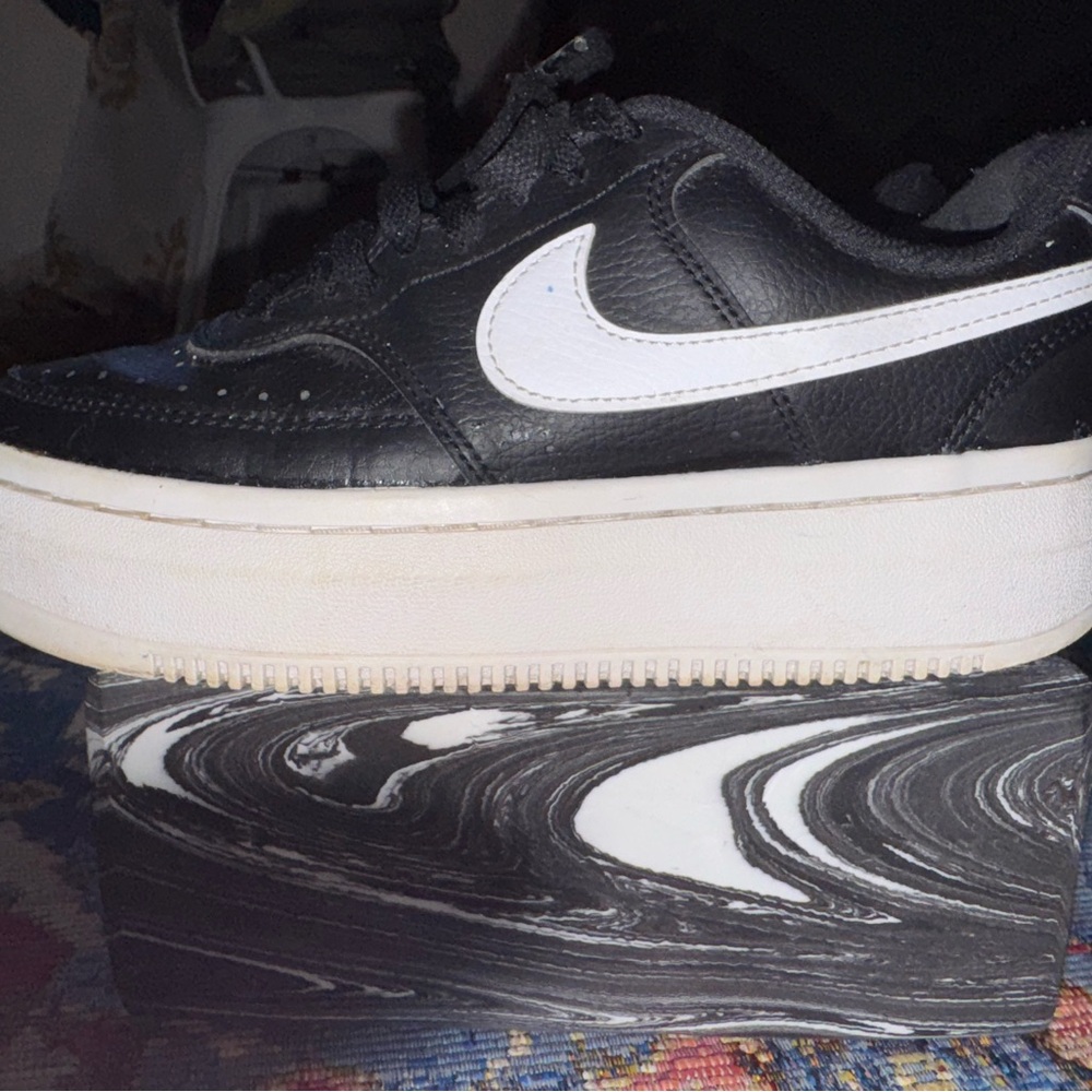 Nike Men's Black and White Court Vision Alta Sneakers